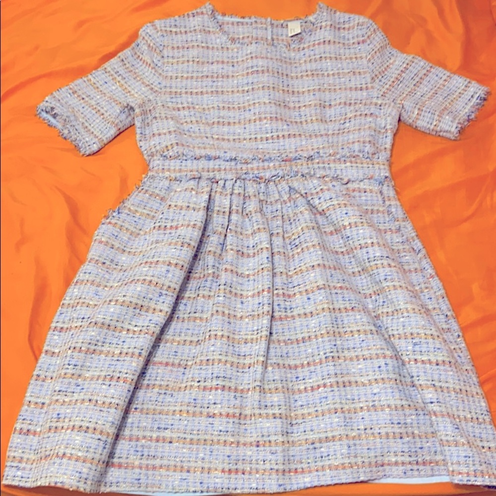 H&M Pastel Blue Tweed Dress w/Pockets